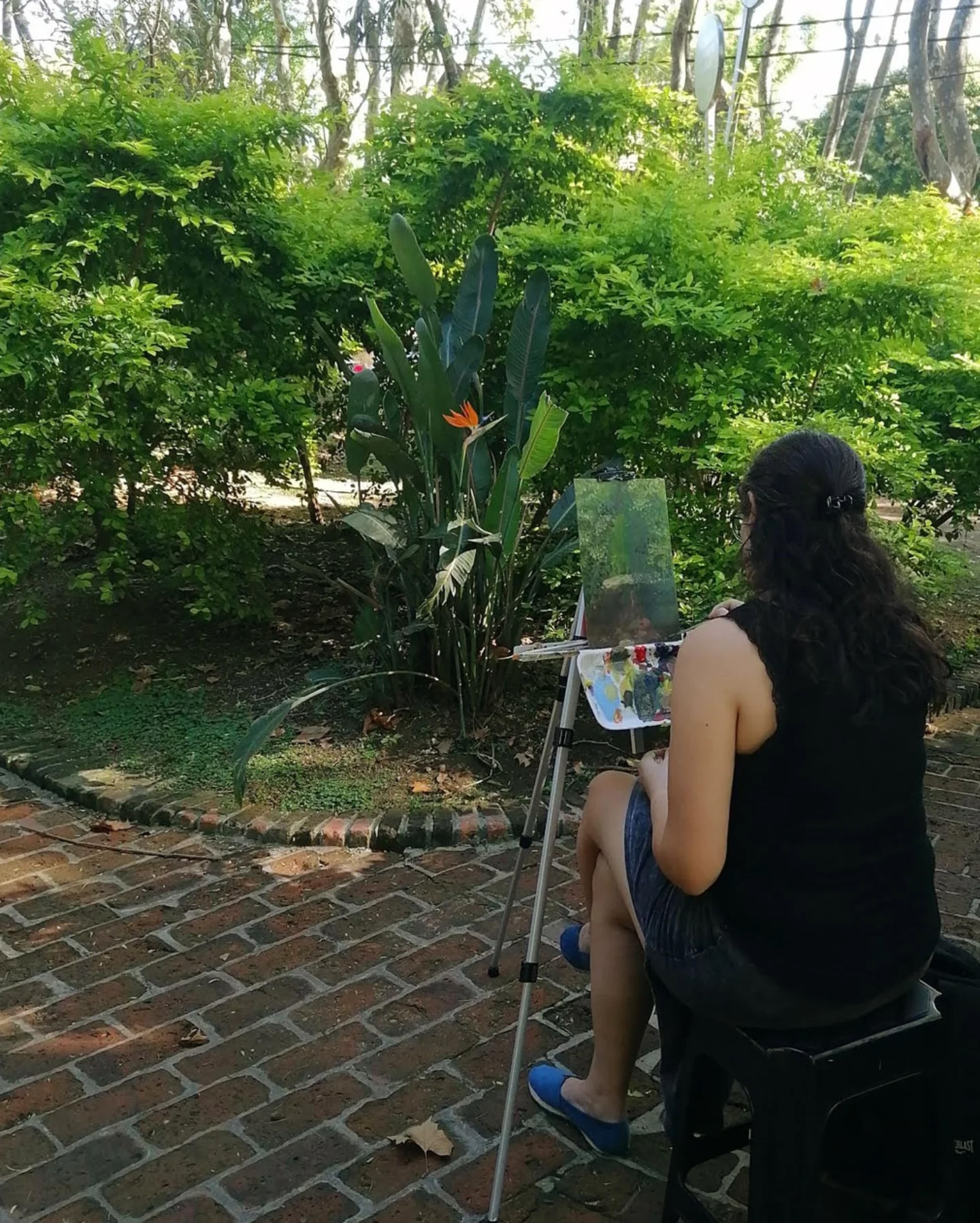 Gabi painting in Borges Park.